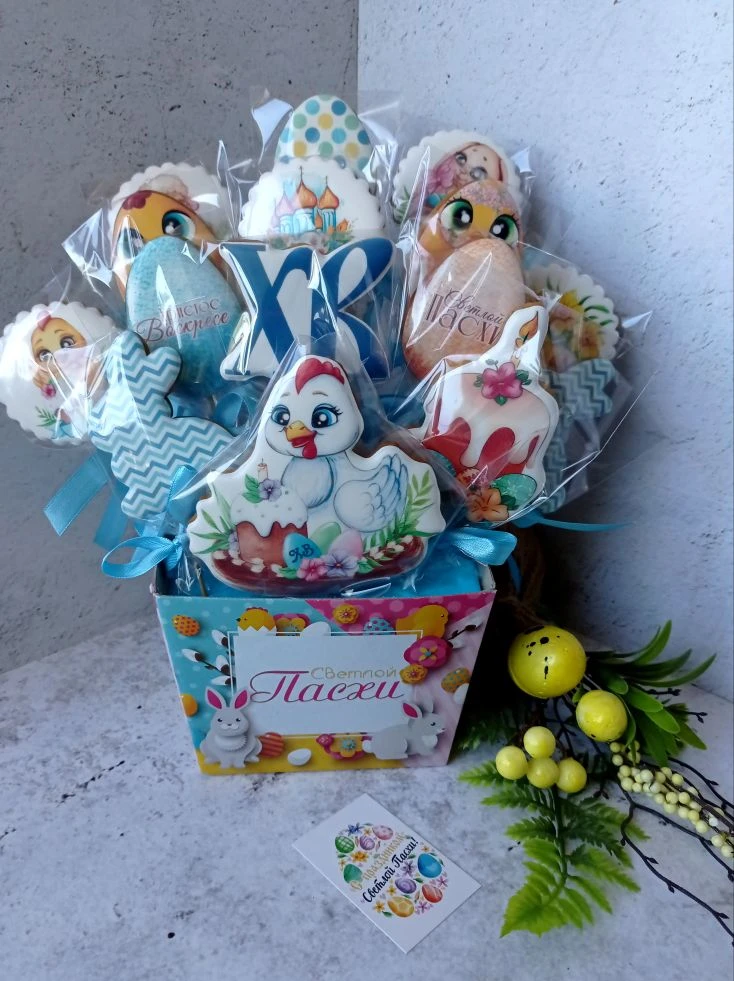 Пасхальная пряничная композиция в кашпо