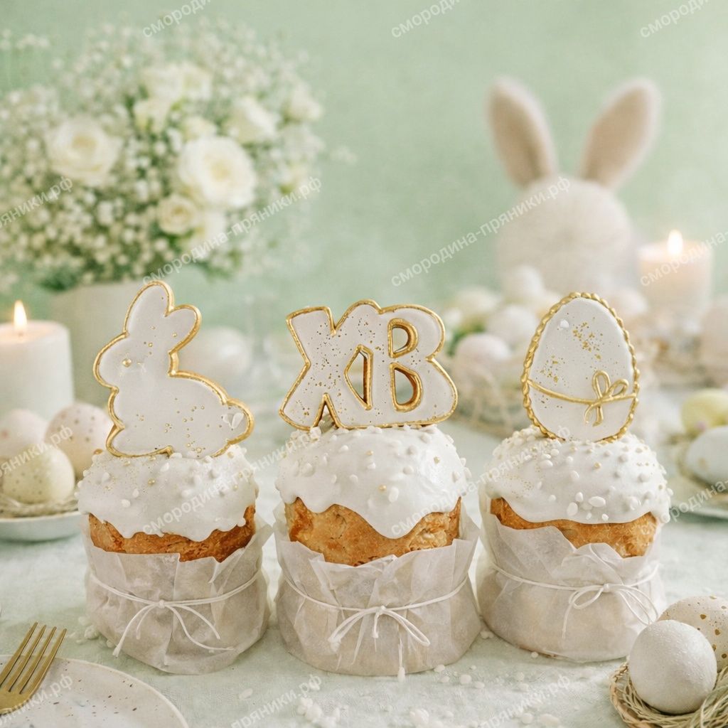 Набор топперов для кулича в ручной росписи